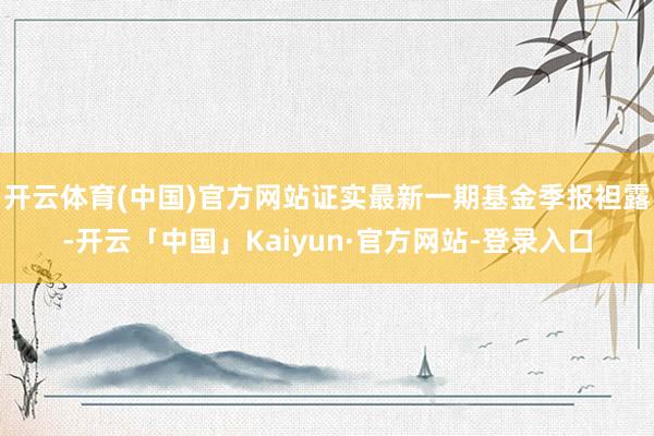 开云体育(中国)官方网站证实最新一期基金季报袒露-开云「中国」Kaiyun·官方网站-登录入口