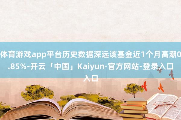 体育游戏app平台历史数据深远该基金近1个月高潮0.85%-