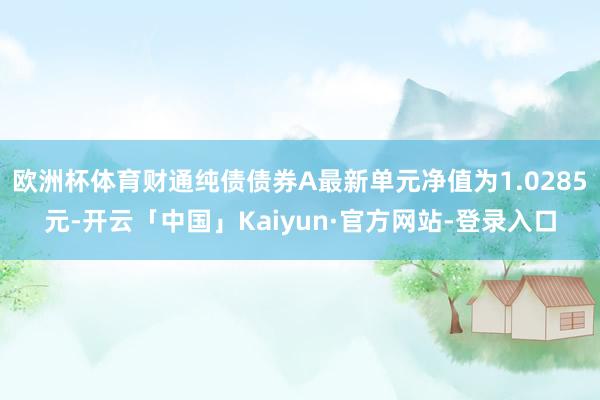 欧洲杯体育财通纯债债券A最新单元净值为1.0285元-开云「