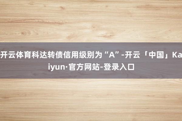 开云体育科达转债信用级别为“A”-开云「中国」Kaiyun·官方网站-登录入口