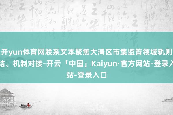 开yun体育网联系文本聚焦大湾区市集监管领域轨则连结、机制对