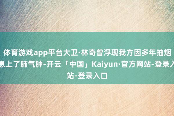 体育游戏app平台大卫·林奇曾浮现我方因多年抽烟而患上了肺气