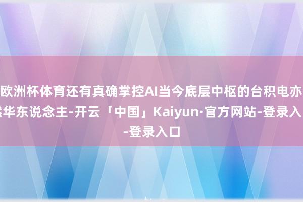 欧洲杯体育还有真确掌控AI当今底层中枢的台积电亦然华东说念主